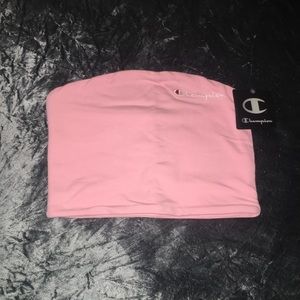 Champion pink strapless crop top